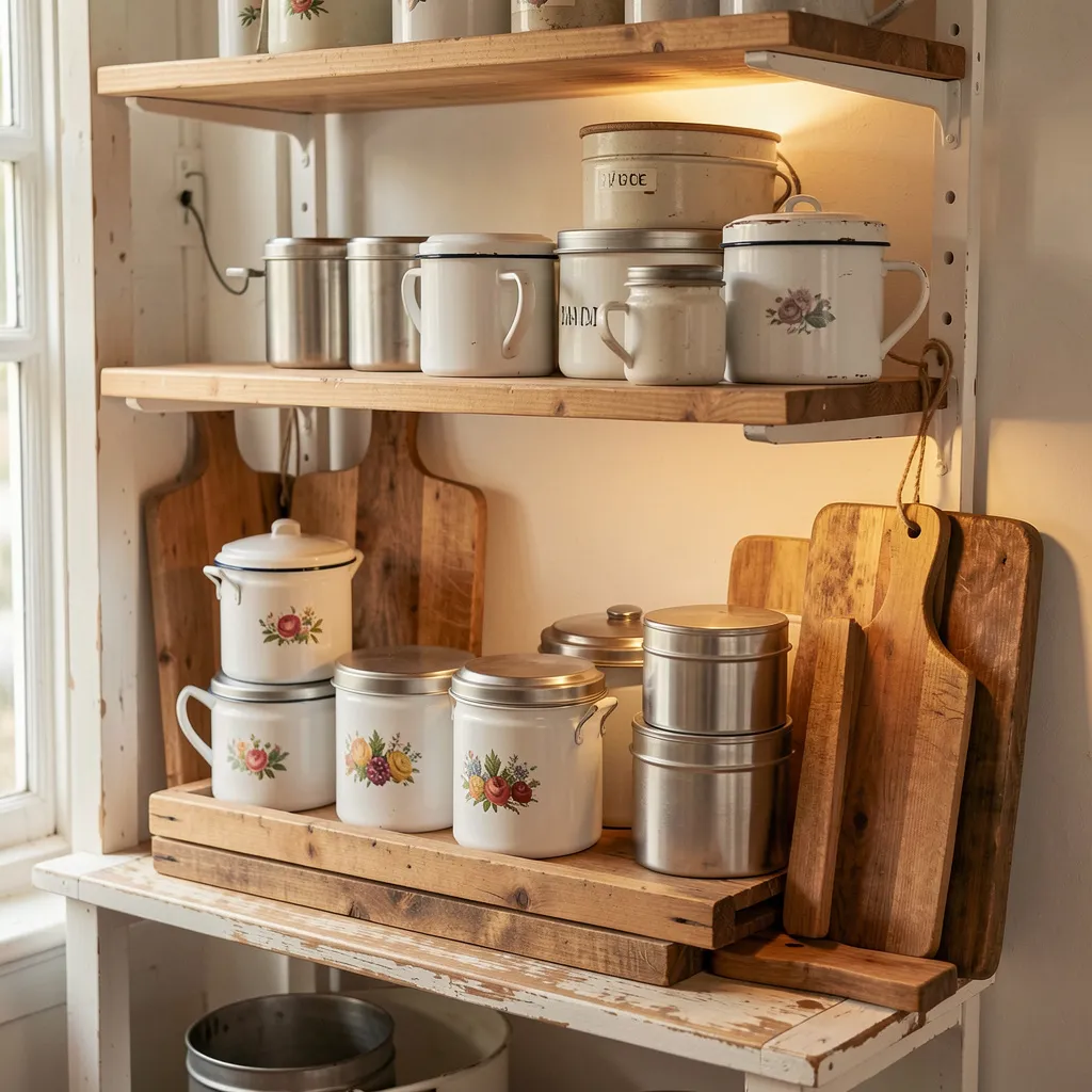 Tin bread box with Americana design